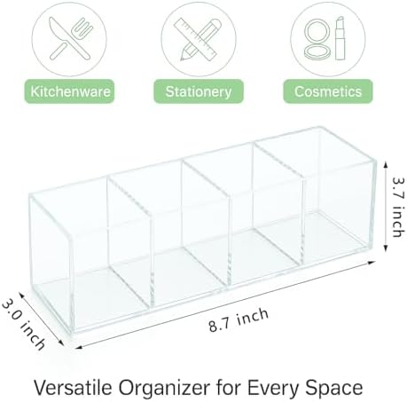 elysolpluv Clear Acrylic 4-Compartment Organizer Box, Large (8.7" × 3.0" × 3.7") – Handcrafted, Eco-Friendly, Minimal Packaging Home Storage Organizer - Image 2