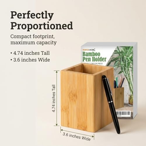 Eco-Friendly Bamboo Pen Holder | Minimalist Wooden Pencil Cup | Natural Desk Organizer Box for Office, School, or Vanity | Sustainable Square Storage Container | Unpainted Finish - Image 2