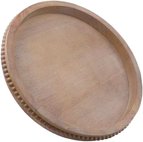 Hrastany Round Wood Decorative Serving Tray for Coffee Table, Brown by Hrastany