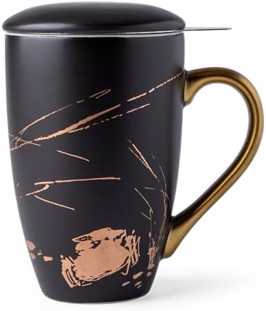 AmorArc Tea Cup With Infuser and Lid, 18oz Loose Leaf Tea Mug With Steeper by AmorArc