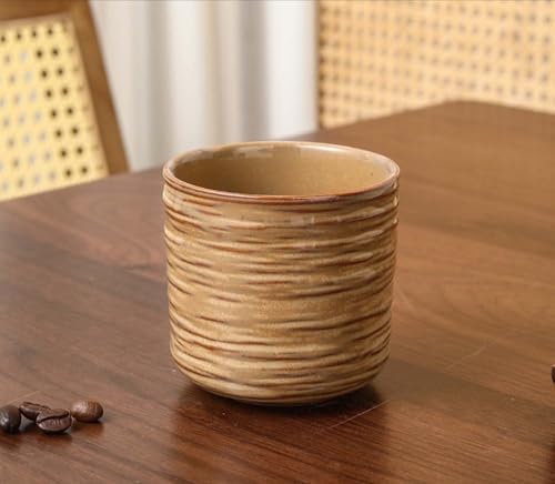 Japanese retro ceramic teacups, coffee cups, and water cups, suitable for restaurants, homes, and offices, brown. by Unknown