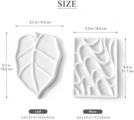 Bower Bird Porcelain Watercolor Palette Set, 5.5" Leaf & Wave Ceramic Paint Mixing Trays for Artists, Professional Watercolor Palette for Acrylic, Gouache and Watercolor Painting - Image 3
