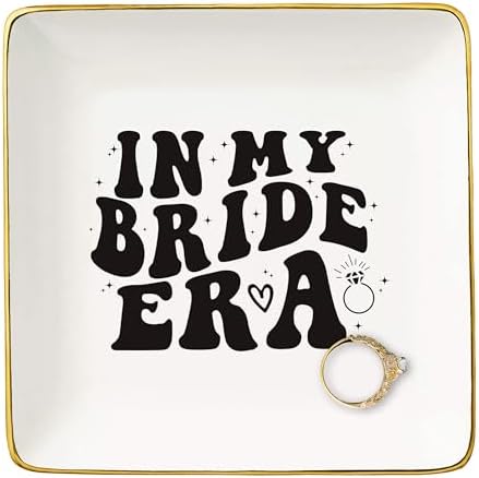 NZY Engagement Gifts for Women,Bridal Shower Gifts-Wedding Present for Bridal-Bachelorette Party Present for Bride,Friend,Fiancee,Wifey,Ceramic Jewelry Tray Trinket Holder Ring Dish-in My Bride Era by NZY