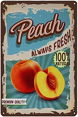 Vintage Peach Tin Sign - Fruit Metal Sign - Retro Decorative Sign Wall Decor Home Decor by TREEPERI