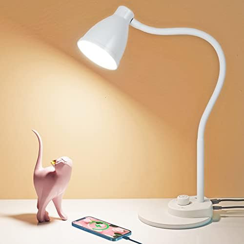BOHON LED Desk Lamp with USB Charging Port, 3 Color Modes Dimmable, White by BOHON