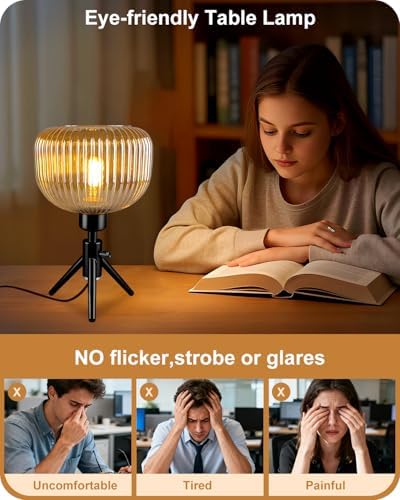 Lightdot Tripod Glass Table Lamp Black Small Desk Lamp - Image 2