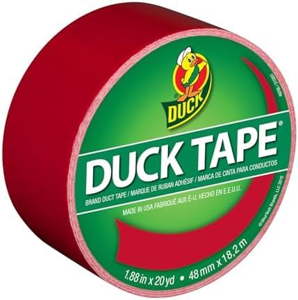 Duck Brand 1265014 Color Duct Tape, Red, 1.88 Inches x 20 Yards, Single Roll (Pack of 6)