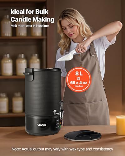 VEVOR 16 Lbs Wax Melter for Candle Making, Fast and Even Heating, with Easy Pour Spout and Temperature Control, Grooved Base for Non-Stick and Smooth Flow, Wax Melting Pot for Making Candles Soaps - Image 4