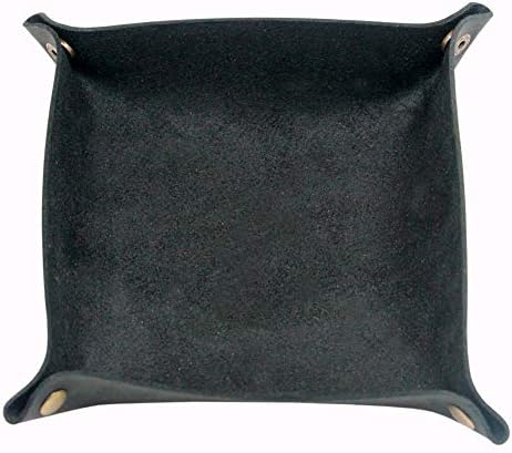 boshiho Valet Tray for Men, Leather Jewelry Catchall Key Phone Coin Box Change Caddy Bedside Storage Box (Black) - Image 3