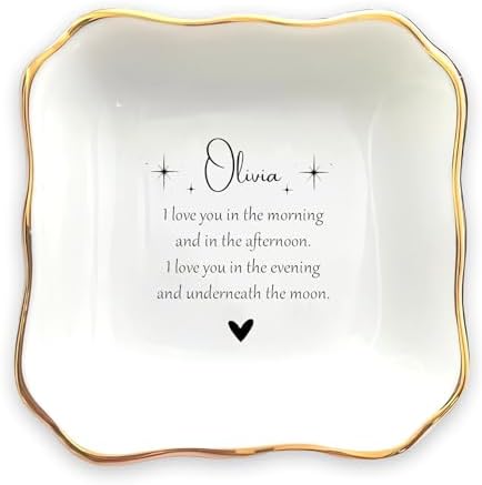 Custom Daughter Ring Dish from Mom, Daughter Christmas Gift, Trinket Tray for Her, Personalized Jewelry Dish Gifts for Granddaughter, Gifts for Her by HatafaFurni