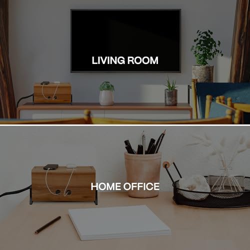 COREMINDED Extra Large Cable Management Box, Wood Cord Hider Box & Organizer for Power Strip, TV Wires & Desk Cable Storage - Image 6