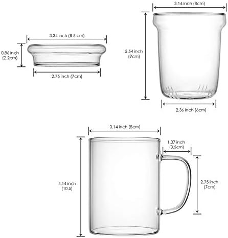 Glass Tea Infuser Cup with Filter and Handle for Blooming Loose Leaf, 14oz - Image 4