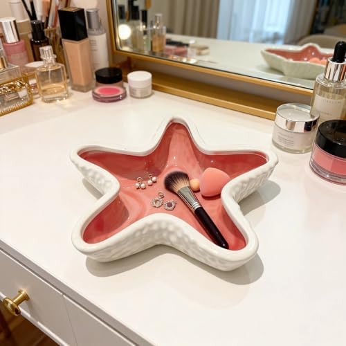 Starfish Shape Ceramic Jewelry Tray, Ocean-themed Decorative Trinket Dish, Suitable for Mother Friend Sister, Gifts for Women, Home Decor Trinket Dish (Pink Starfish) - Image 4
