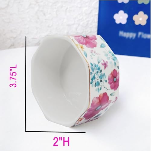 Ceramic Paper Clip Holder Gold Line Paper Clip Dispenser Organizer for Desk Cute Floral Pattern Office Binder Clip Holder Bobby Pin and Hair Clip Holder Gift for Office (Purple Red) - Image 3