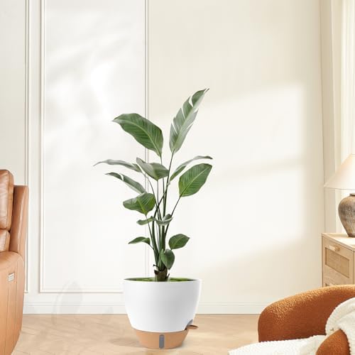 Self Watering Pots for Indoor Plants, 3 Pack 12/10/8 Inch, Large Planter with Water Reservoir, Modern Decorative Flower Pots for Home & Office White - Image 7