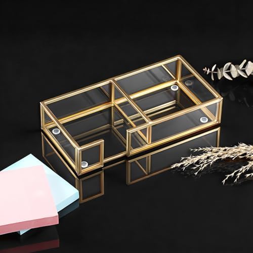 BTSKY Golden Glass 2 in 1 3x3 Inch Sticky Note Holder with Non-Slip Pads - Image 7