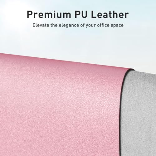 Aothia Faux Leather Desk Mat - Non-Slip PU Leather Desk Blotter, Waterproof Writing Surface, Large Desk Pad for Office & Home (Fairy Pink, 55" x 17") - Image 2
