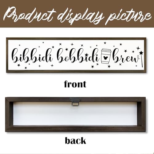 Cute Coffee Decoration, Country Farmhouse Wooden Box Sign, Rustic Wood Hanging Signs, Perfect for Home, Kitchen, Cafe, Bar or Coffee Corner Decor, Bibbidi Bobbidi Brew Sign 17.8x4x1.2 inches - Image 3