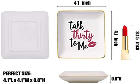 Topthink Talk Thirty To Me – Ceramic Jewelry Holder Ring Dish Trinket Box Tray – 30th Birthday Gifts for Women - 30 years old Gifts for Wife, Sister,Daughter, Girlfriend, Best Friends - Image 6
