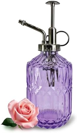 Glass Plant Mister Spray Bottle, 400ML Vintage Plant Spritzer with Top Pump Watering Can for Indoor Outdoor House Plants, Flowers (Purple) by VKSG
