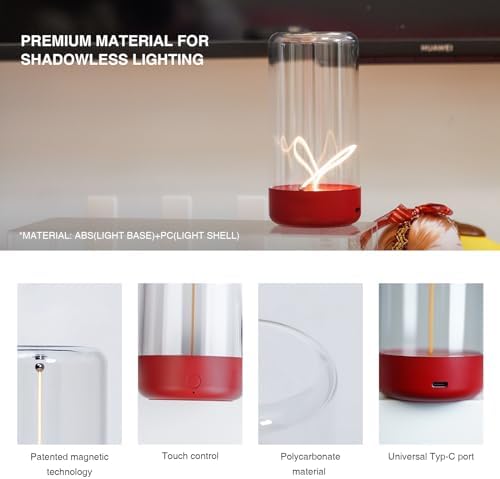AUGE LIGHT Mini Minimalist Cordless Table Lamp, Rechargeable Ambient Light, Red - Image 4