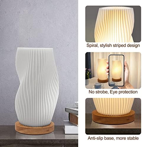 Dimmable Small Table Lamp with Rotary Switch, Striped Bedside Night Light - Image 6
