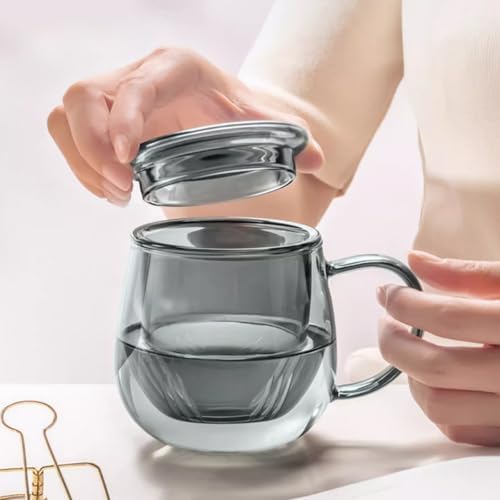 Glass Tea Cup with Infuser and Lid, 17.6oz/520ml Large Borosilicate Teacup, Clear Mug for Loose Leaf Tea, Blooming Tea, Tea Bags - Perfect Christmas or Birthday Gift for Men. - Image 7