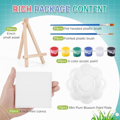 ESRICH 20 Set Canvas Painting Kit, Mini Acrylic Paint Set - Image 2