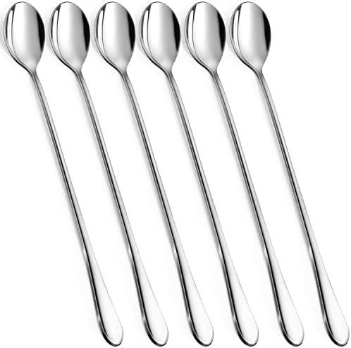 9" Ice Cream Spoons Long Handle Iced Tea Spoons Thicken Heavy Duty 6Pcs by Rainspire