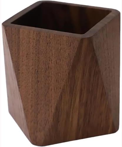 Black walnut wood pen holder, desktop pencil case by UZZUR-OfficeFurniture