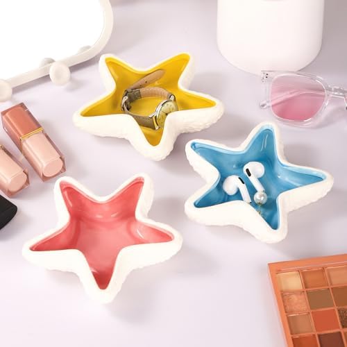 WHJY Pink Ceramic Starfish Trinket Dish, Beachy Room Decor Aesthetic Jewelry Holder Dish, Beachy Décor, Trinket Bowl, Entryway Bowl for Keys, Cute Jewelry Dish for Desk - Image 6