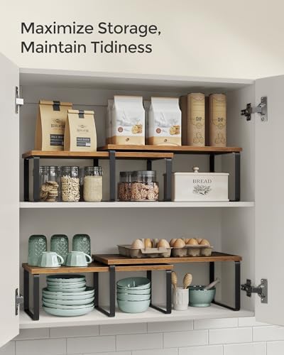 SONGMICS Cabinet Organizer Shelf, Set of 2 Spice Rack, Kitchen Storage - Image 5