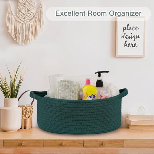 COMSE Empty Small Gift Basket with Bag & Ribbons, Dark Green - Image 5