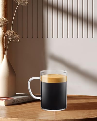 LUXU Glass Coffee Mugs, 16 oz Ice coffee cups,Large Beer Mugs Set of 4 - Image 6