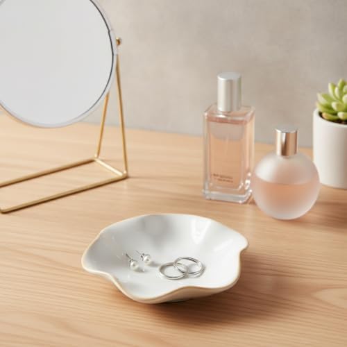 Small Ceramic Jewelry Tray for Rings and Earrings, Decorative Catchall Dish for Vanity, Nightstand, or Dresser Top - Image 2