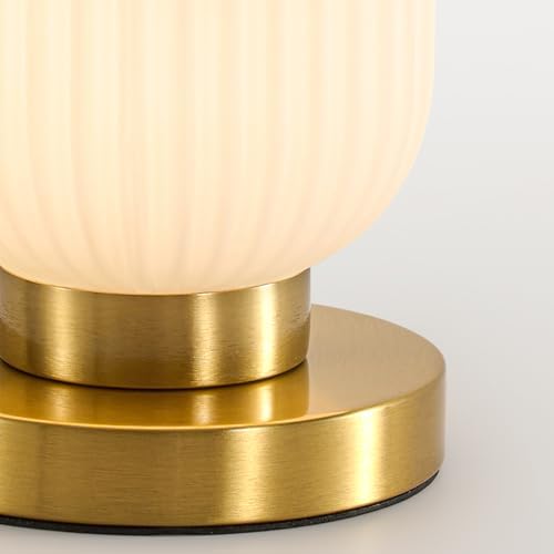 Mid Century Modern Table Lamp, 6" White Glass Desk Lamp Plug in - Image 4