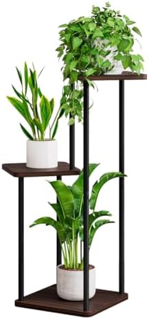 AZERPIAN Plant Stand Indoor Corner Tiered Plant Shelf 3 Tier Metal MDFBoard by AZERPIAN