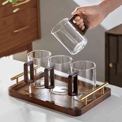 Drinking Glasses Classic Glass Mugs with Wooden Handle, Clear Borosilicate Drinking Glasses for Tea, Coffee, Milk and Juice(Clear,Small) - Image 7