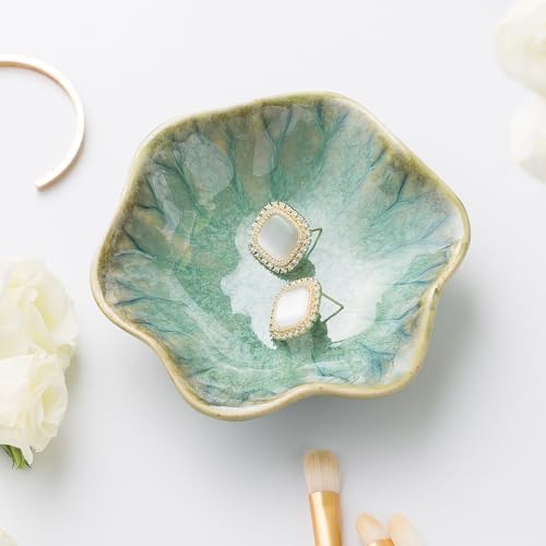 Ceramic Ring Dish, Jewelry Trinket Tray for Rings and Earrings by QNMUSUNC