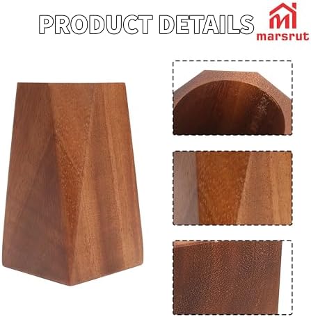 Marsrut Walnut Pencil Holder, Wooden Pen Holder Cup for Desk, Natural Wood Pen Stand for Home, Office, Bookshelf, Desktop, Makeup Brush Accessories - Cute Box/Container/Organizer (Octagonal) - Image 3