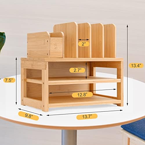 Homde Desk Organizer with File Holder: 3-Tier Bamboo Organization for Desks - Image 6