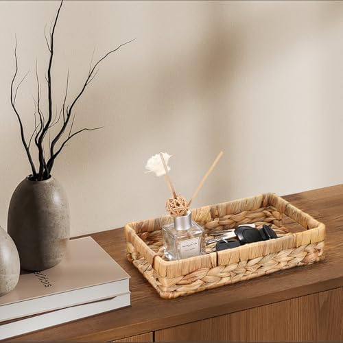 Hipiwe Small Keys Basket for Entryway Table Decorative Wicker Basket Tray - Image 4