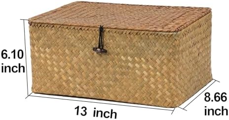 Seagrass Wicker Storage Basket with Lid, Large, Natural - Image 4