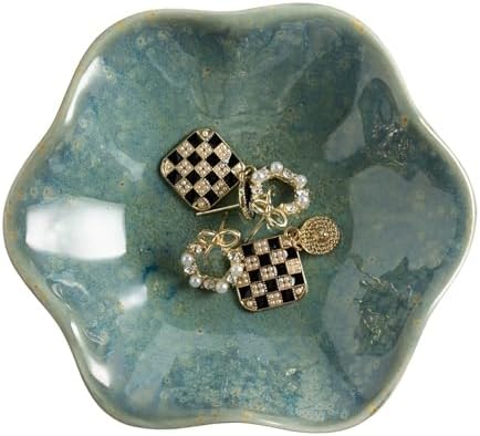 Mecaikru Ceramic Ring Dish, 4 in Jewelry Tray with Kiln Glaze Catchall Bowl by Mecaikru