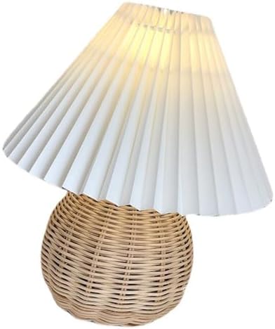 Fafeicy Small Table Lamp Vintage Pleated Aesthetic Rattan Mini Lamp for Bedroom Living Room Side Table - Image 3