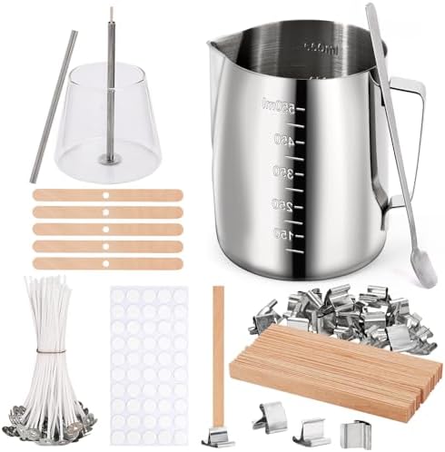 Blingfun Candle Making Pouring Pot, Stainless Steel Wax Melting Pot with Candle Wicks, Wick Stickers & Holder for Scented Candle Making and Wax Crafts by Blingfun