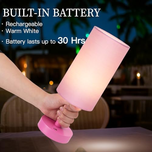 LALISU Cordless Table Lamp, 3 Color Portable Battery Lamp Wood Base Touch - Image 3