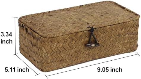 Seagrass Wicker Storage Basket with Lid, Small, Black - Image 5