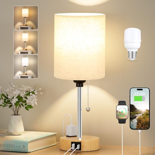 Small Bedside Table Lamp for Bedroom, Desk Lamp with USB Ports for Dorm - Image 7