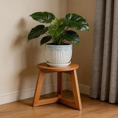 Vintage Flower Pots for Indoor Plant, Round Ceramic Plant Pots with Drainage Holes and Saucers, 6.7/5.2/3.9 Inches Retro Flower Planters Set of 3 - Image 5